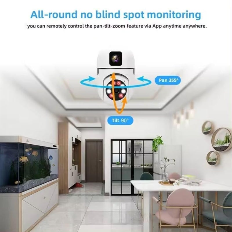 TP PLUS Dual Lens Full HD 3mp AI (Upgraded) CCTV Light Vision Motion Sensor Two-Way Audio Micro SD Card Upto 128GB Monitor Nanny Security Indoor White (Dual Lens Light Camera 2) - Image 2