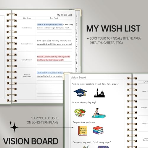 LOAPEM Academic Planner 2026-2027, Weekly and Monthly, A5 Size (5.7" x 8.3"), July 2026 - June 2027, To-do List for Tracking, for School, Home, Office, Hardcover, 12-Month Tabs (Light Green) - Image 5