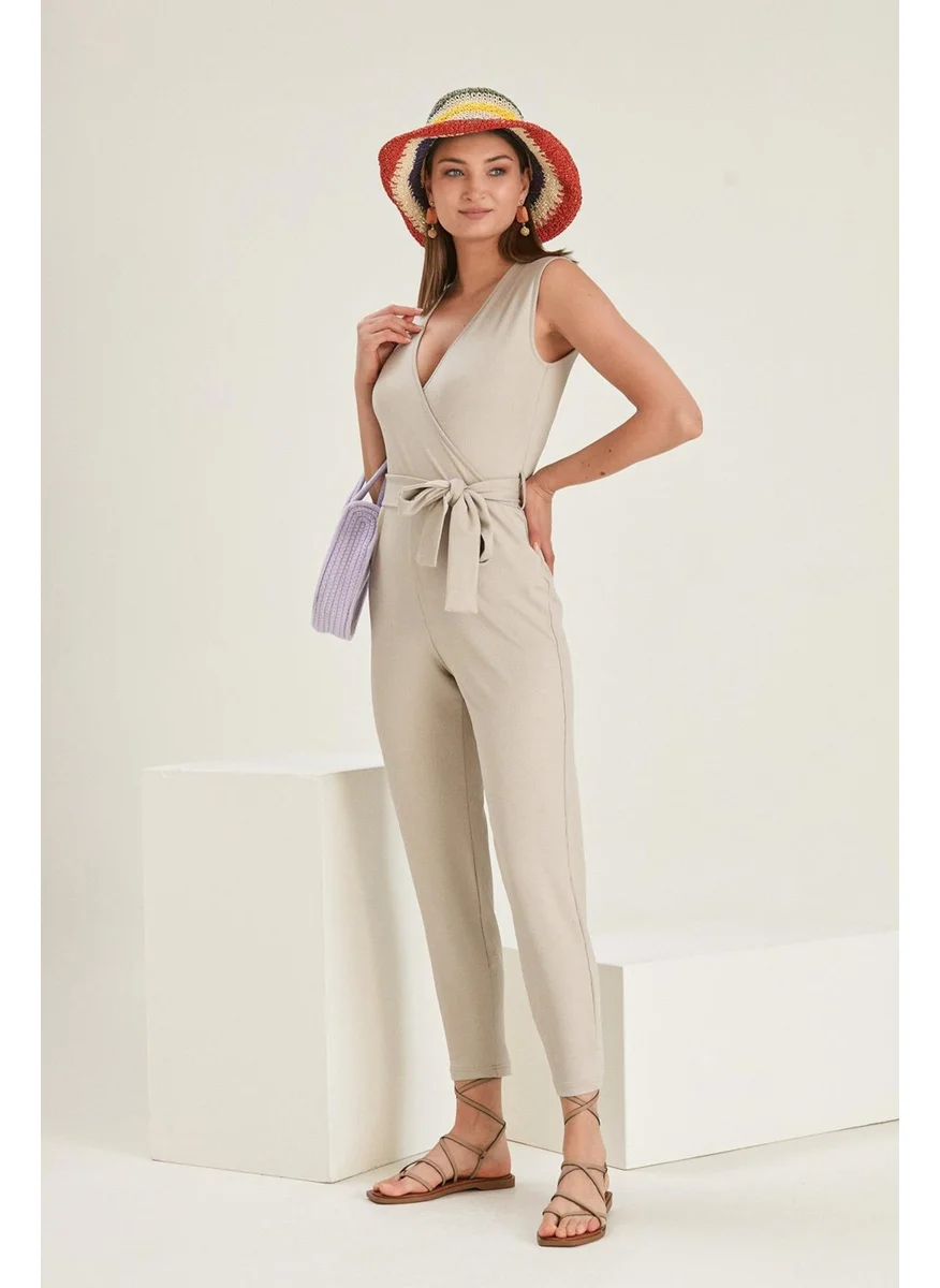 الكسندر جاردي Alexandergardı Double Breasted Corduroy Jumpsuit (B21-43700)