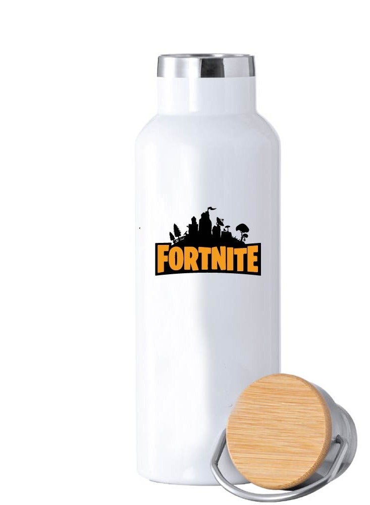 Generic Stainless Steel Online Gaming Water Flask Bottle with Bamboo Cap and Gaming Design - Flask Bottle 600ml - Eco-Friendly Hydration for Gamers - Ideal Gift for Young Gamers - Image 1
