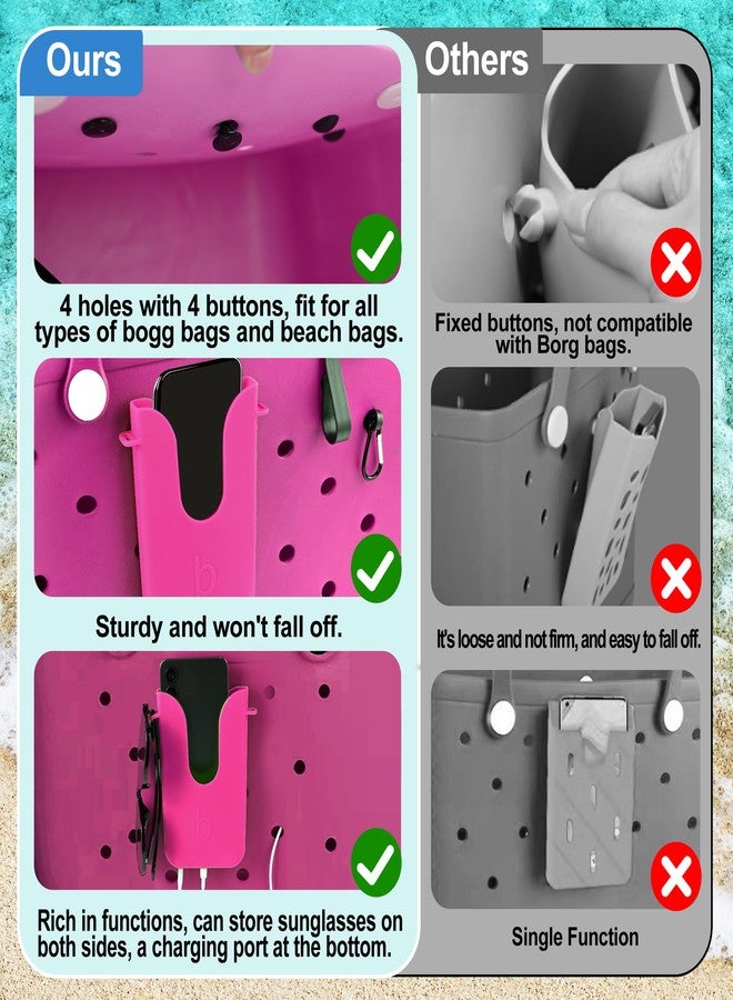 BestStone Silicone Phone Holder for Bogg Bags, Compatible Phone Case Attachment, Beach Tote Bag Accessory - Ideal Holder for Bogg & Similar Beach Bags (Blowing Pink) - Image 4