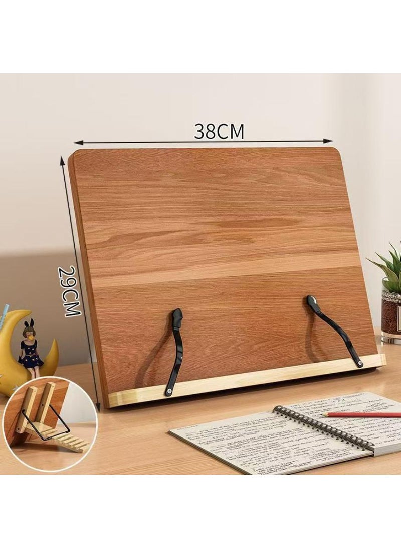 PAPERSAY Wooden Book Stand, Portable Desk Stand for Reading, 8 Levels of Angle Adjustment, Foldable,for Office, School Textbooks,Recipes, Tablets, Laptops - Image 2