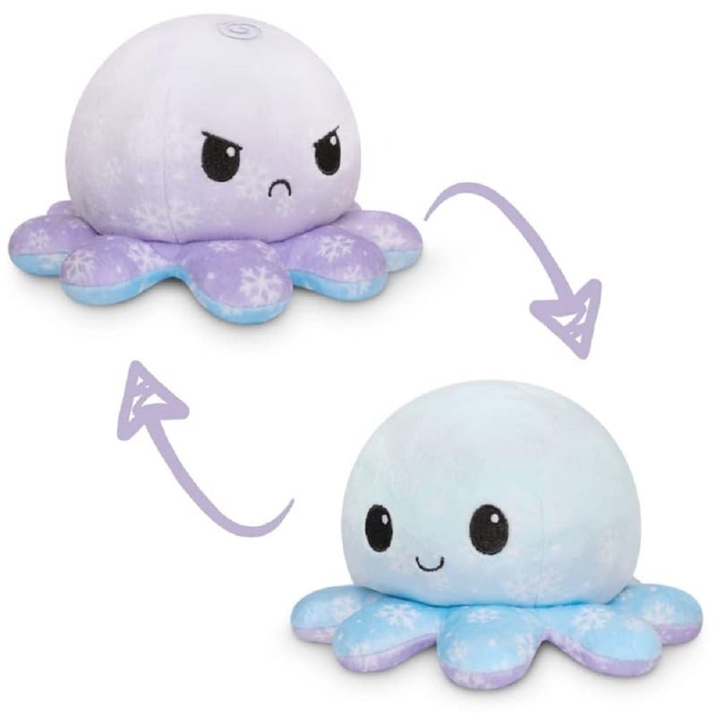 TeeTurtle The Original Reversible Octopus Plushie Happy Angry Snowflakes Cute Sensory Fidget Stuffed Animals That Show Your Mood 4 inch 1 count - Image 2
