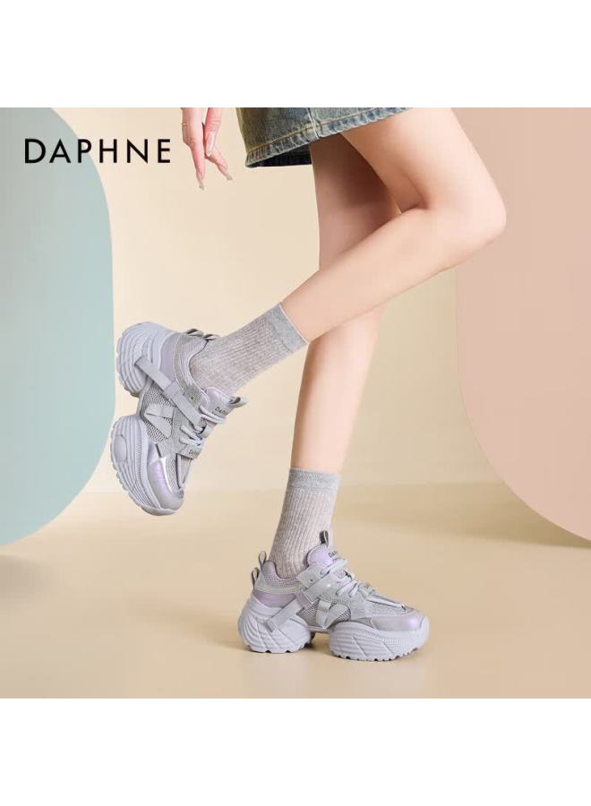 Daphne Silver Dad Sneakers Thick Sole Platform Women's Shoes Height Increasing Slimming Purple Size 39 - Image 2