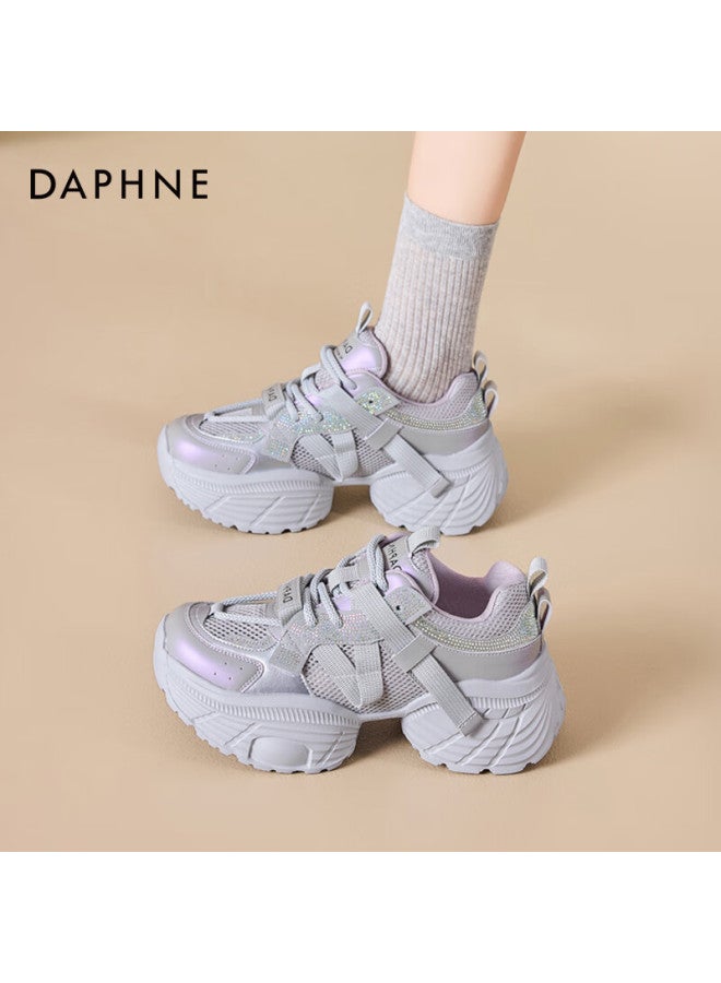 Daphne Silver Dad Sneakers Thick Sole Platform Women's Shoes Height Increasing Slimming Purple Size 39 - Image 4