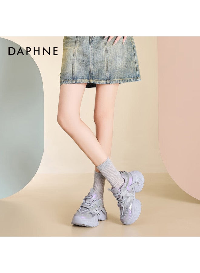 Daphne Silver Dad Sneakers Thick Sole Platform Women's Shoes Height Increasing Slimming Purple Size 39 - Image 3