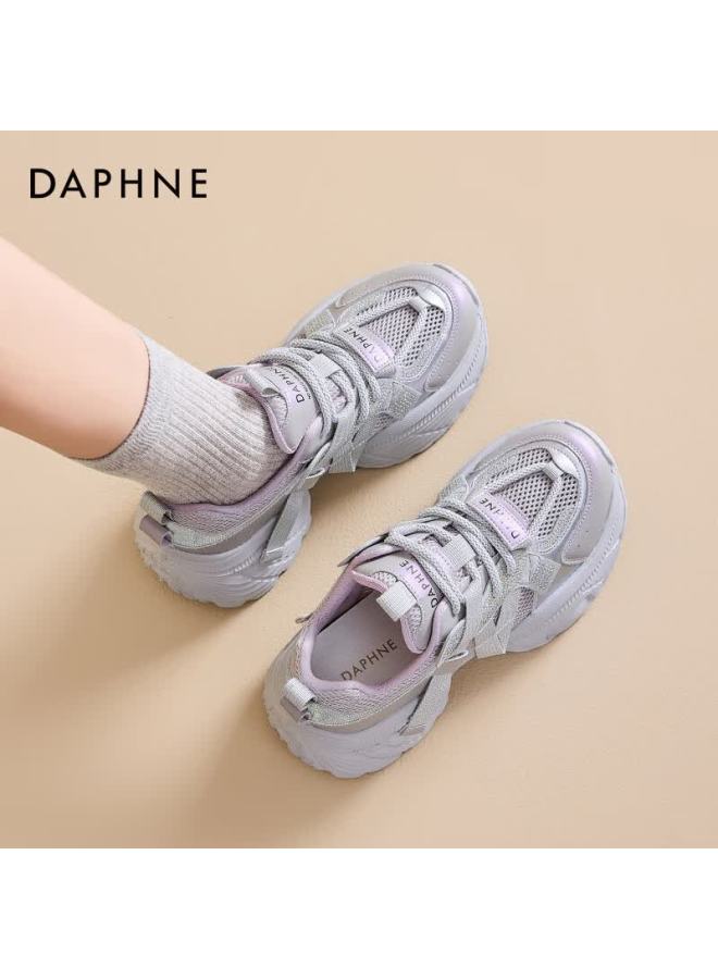Daphne Silver Dad Sneakers Thick Sole Platform Women's Shoes Height Increasing Slimming Purple Size 39 - Image 1
