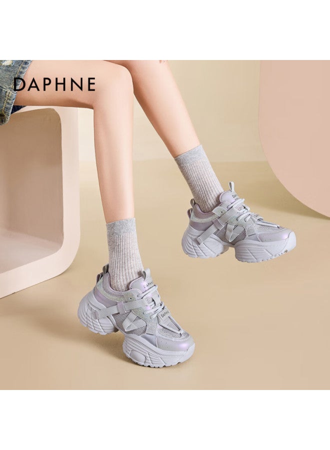 Daphne Silver Dad Sneakers Thick Sole Platform Women's Shoes Height Increasing Slimming Purple Size 39 - Image 5