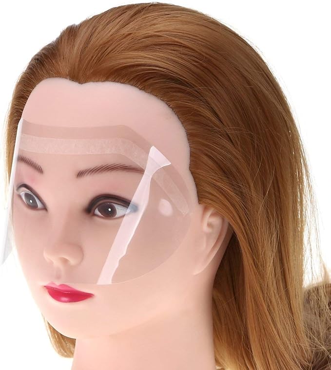 LWBTOSEE Disposable Transparent Haircut Shower Shield Waterproof Forehead Protector for EyesNose Blocks Hair Water During CuttingBathing100pcspack