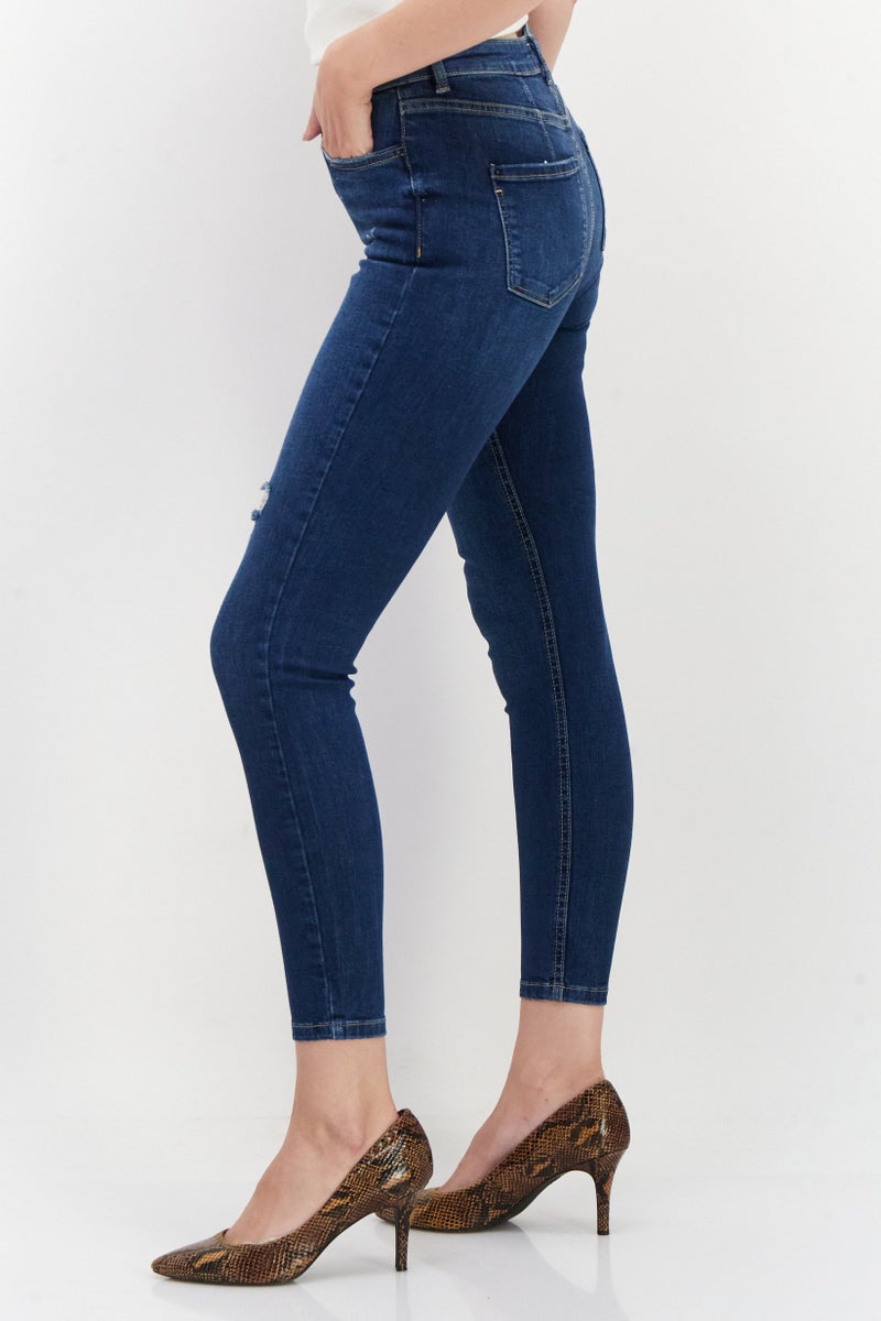 DOROTHY PERKINS Women Skinny Fit Dark Stretchable Denim, Indigo  - Image 4