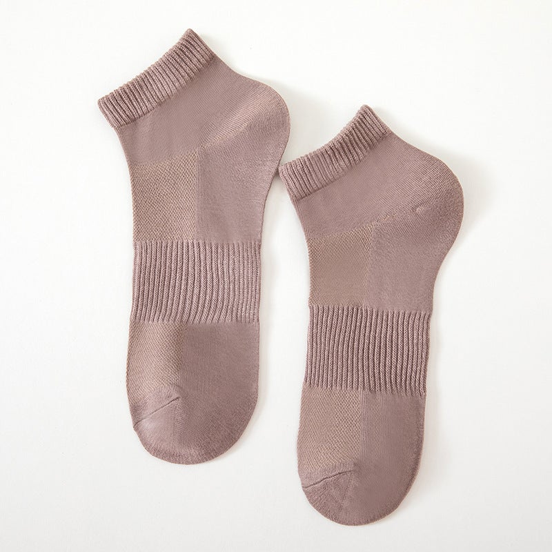 جوارب رجال ربيع وصيف رقيقة شبكية قابلة للتنفس منخفضة الجوانب قصيرة الجوارب الصيفية القطنية للأعمال ماصة للعرق ومضادة للرائحة جوارب قوارب رجال بنية - Image 1