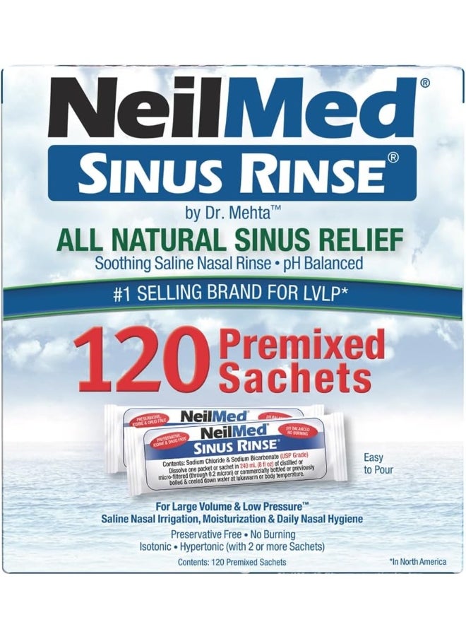 NeilMed Sinus Rinse All Natural Relief Premixed Refill Packets 120 Count (Pack Of 1)  - Image 2
