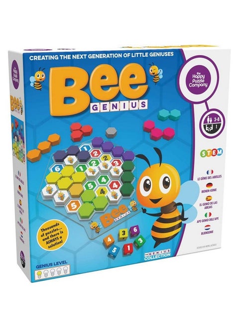 Bee Genius Award Winner Puzzle Family Board Game For Ages 3+ Kids. 46 656 Possible Solutions To Help The Queen Bee & Worker Bees Build Their Honeycomb By Filling In Colored Shapes