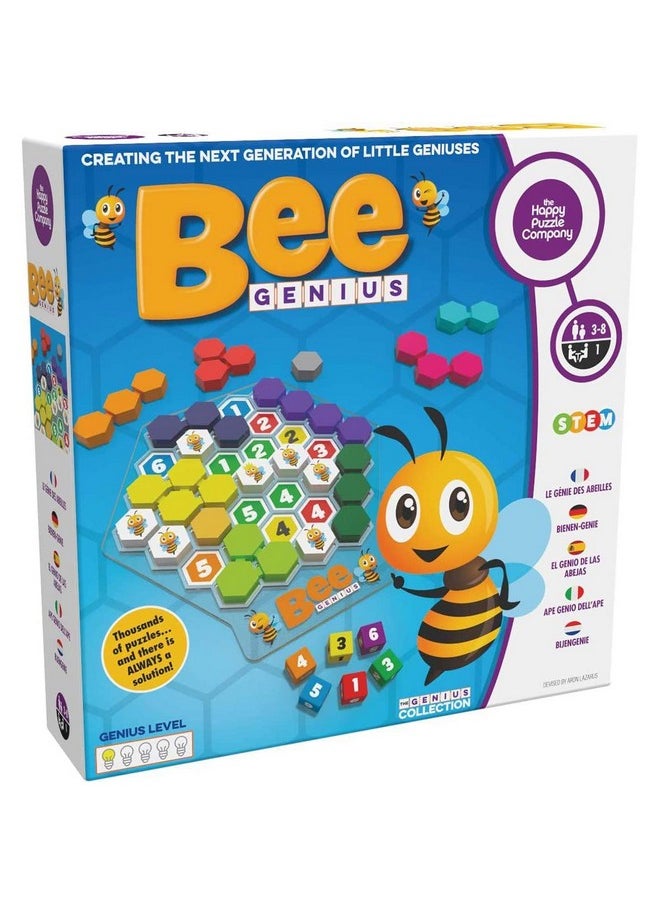 The happy puzzle company - Bee Genius Award Winner Puzzle Family Board Game For Ages 3+ Kids. 46 656 Possible Solutions To Help The Queen Bee & Worker Bees Build Their Honeycomb By Filling In Colored Shapes - Image 1