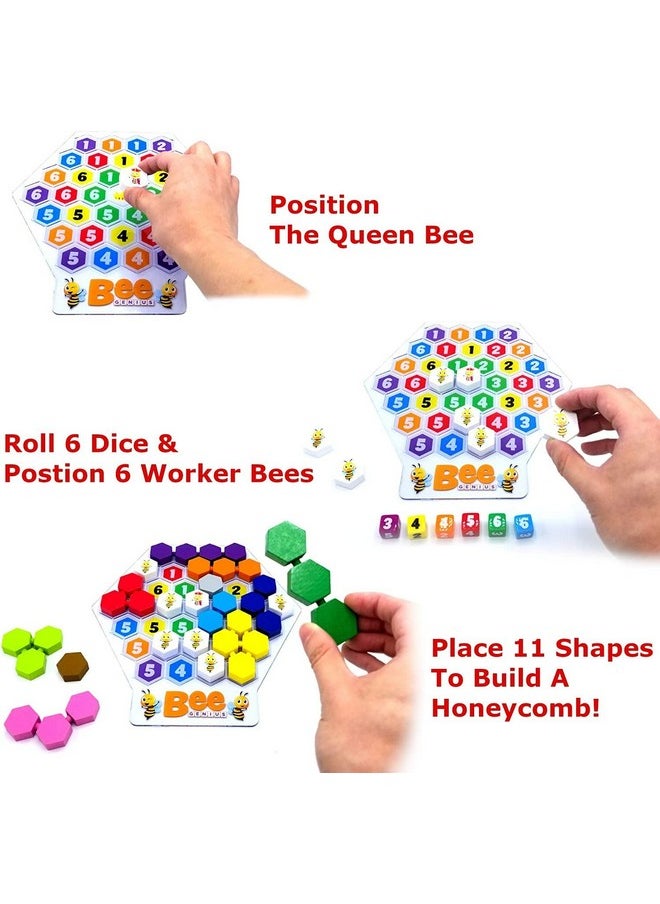 The happy puzzle company - Bee Genius Award Winner Puzzle Family Board Game For Ages 3+ Kids. 46 656 Possible Solutions To Help The Queen Bee & Worker Bees Build Their Honeycomb By Filling In Colored Shapes - Image 1