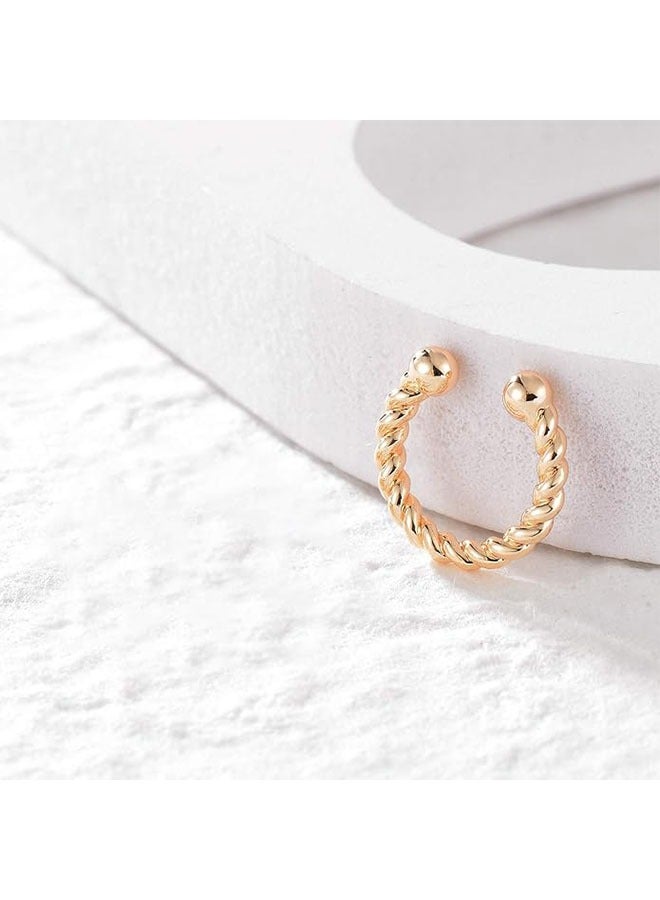 Mevecco Women Ear Cuff Earring Gold Non Pierced Ear Cartilage Clip on Wrap Hoop 14K Gold Filled Tiny Boho Beach Simple Minimalist Delicate Handmade Hypoallergenic Jewelry Gift-Sold as Single/Pair - Image 5