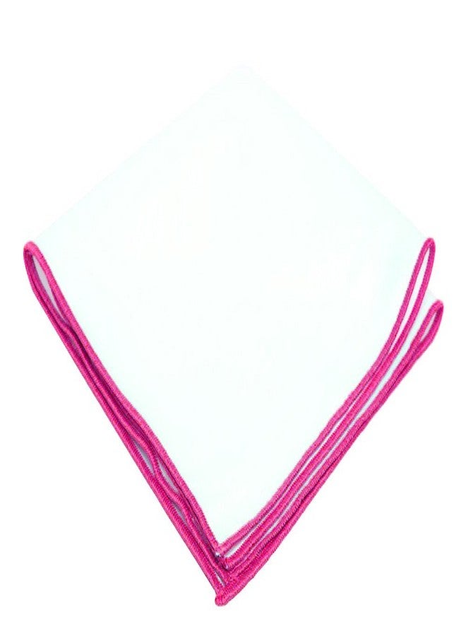 Flairs New York Gentleman's Essentials Weekend Casual White Pocket Square (White/Fuchsia Pink) - Image 1