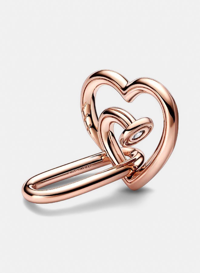 PANDORA Nail Heart 14K Rose Gold-Plated Link with Clear Cubic Zirconia 
