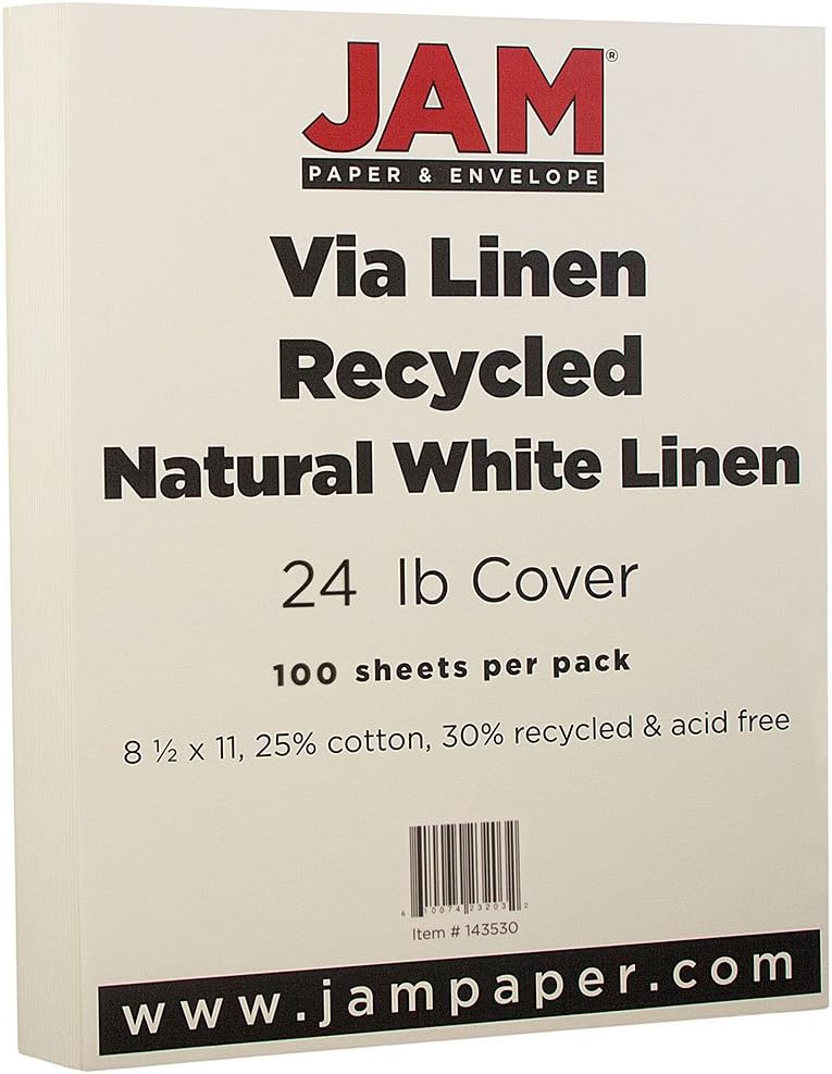 JAM Paper Strathmore 32lb Paper - 90 gsm - 8.5 x 11 - Natural White Linen - 100 Sheets/Pack - Image 2