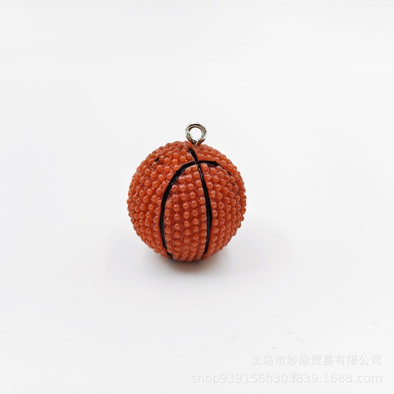 Cross-border Hot Simulation Football Pendant Resin Accessories DIY Handmade Keychain Backpack Earrings Necklace Pendant coffee basketball