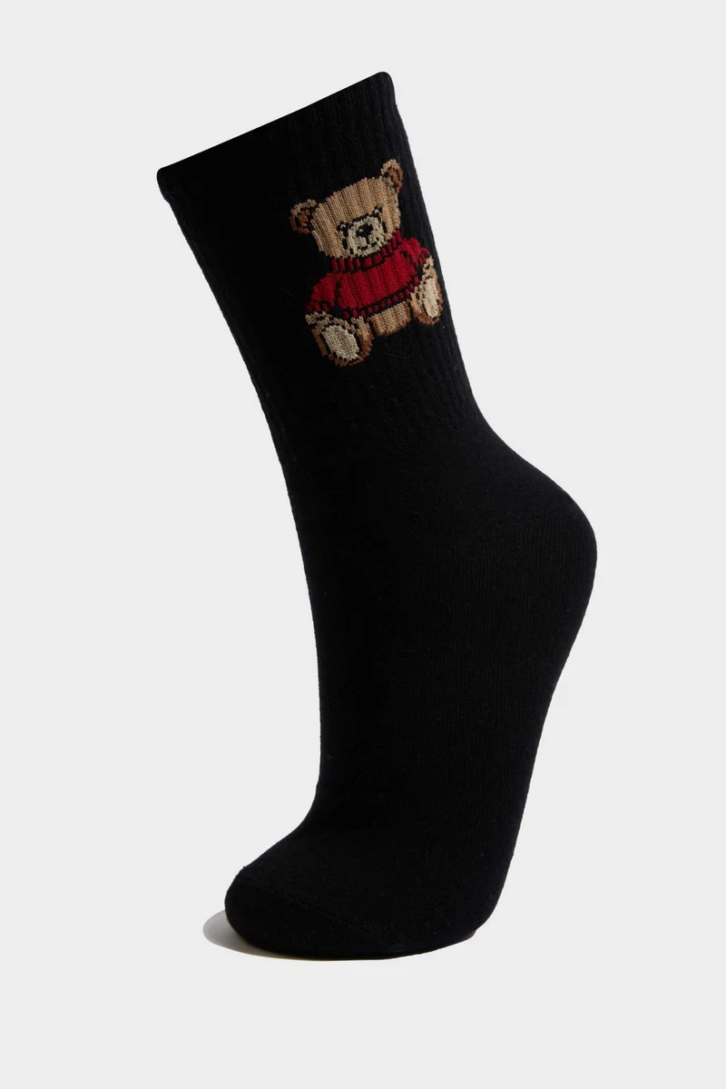 Defacto Woman Teddy Bear 2 Piece Cotton Long Socks