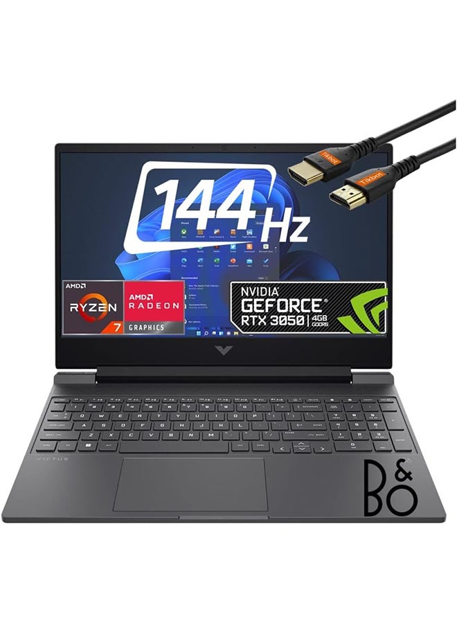 HP كمبيوتر محمول Victus 15 للألعاب بشاشة مقاس 15.6 بوصة ومعالج Core i5-12500H وذاكرة وصول عشوائي سعة 32 جيجابايت ومحرك أقراص SSD سعة 1 تيرابايت وبطاقة رسومات NVIDIA GeForce RTX 3050 سعة 4 جيجابايت ونظام التشغيل Windows 11 Home + كابل HDMI - Image 1