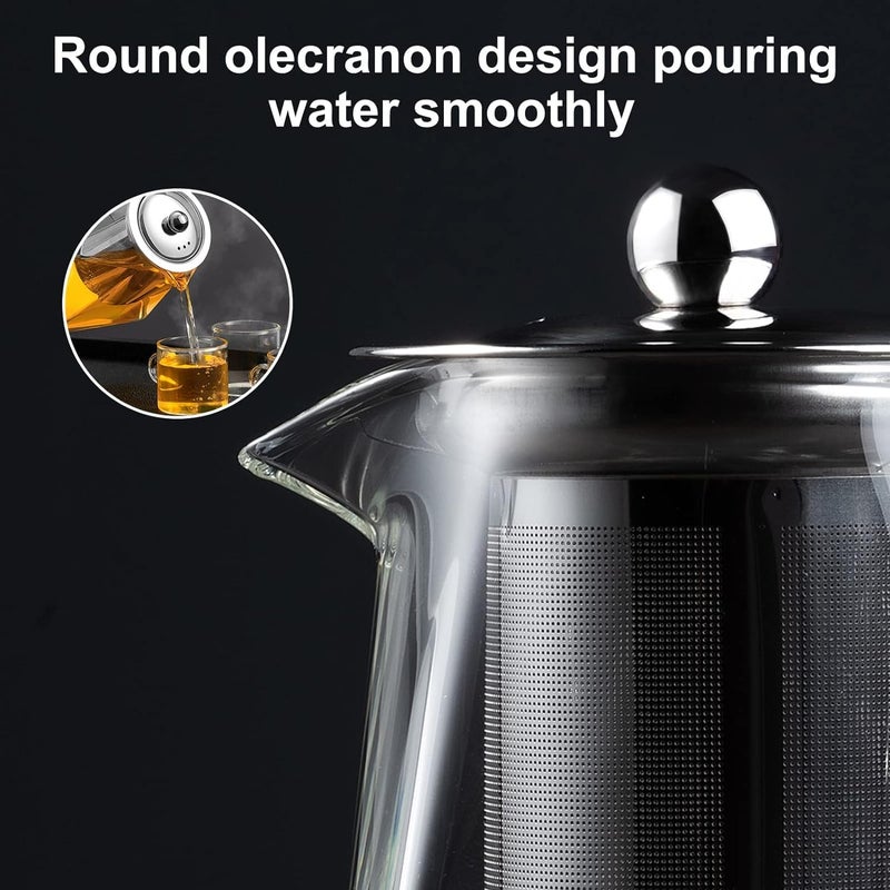 bellemax 750ML Glass Kettle Teapot with Removable Infuser & Lid & Handle, Glass Tea Kettle Stovetop Safe, Great for Loose Leaf Tea, Blooming Tea, Tea Bags & Fruit Infused (BX-10) - Image 5