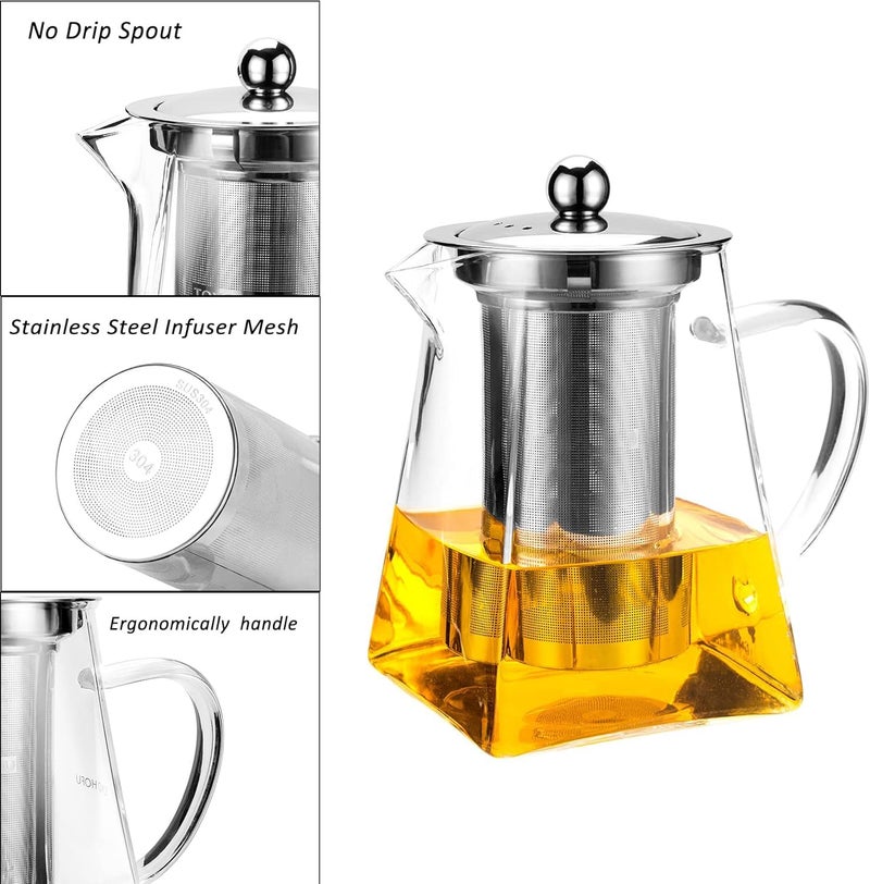 bellemax 750ML Glass Kettle Teapot with Removable Infuser & Lid & Handle, Glass Tea Kettle Stovetop Safe, Great for Loose Leaf Tea, Blooming Tea, Tea Bags & Fruit Infused (BX-10) - Image 4