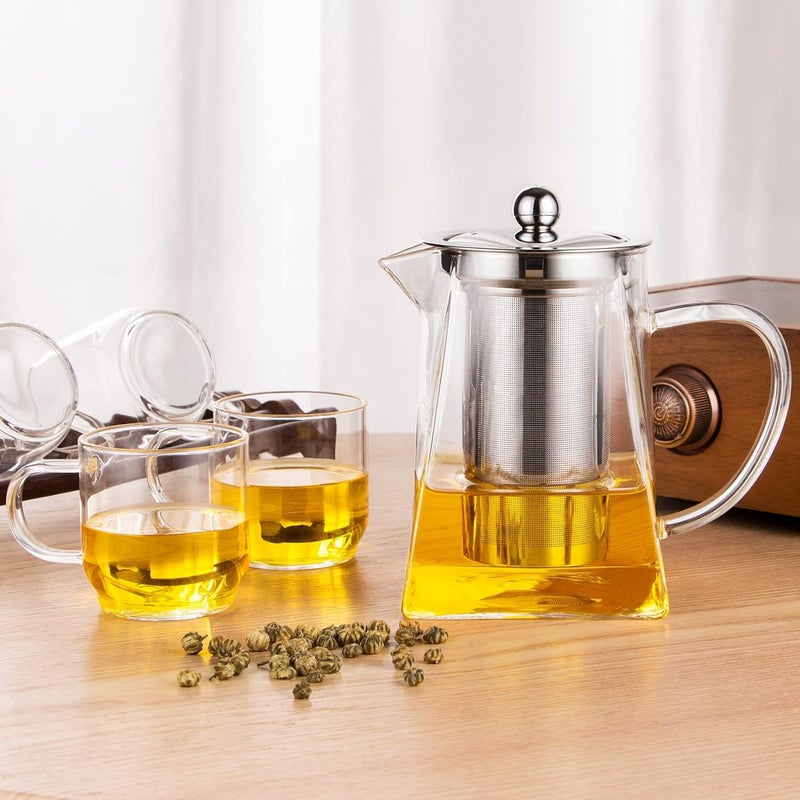 bellemax 750ML Glass Kettle Teapot with Removable Infuser & Lid & Handle, Glass Tea Kettle Stovetop Safe, Great for Loose Leaf Tea, Blooming Tea, Tea Bags & Fruit Infused (BX-10) - Image 2