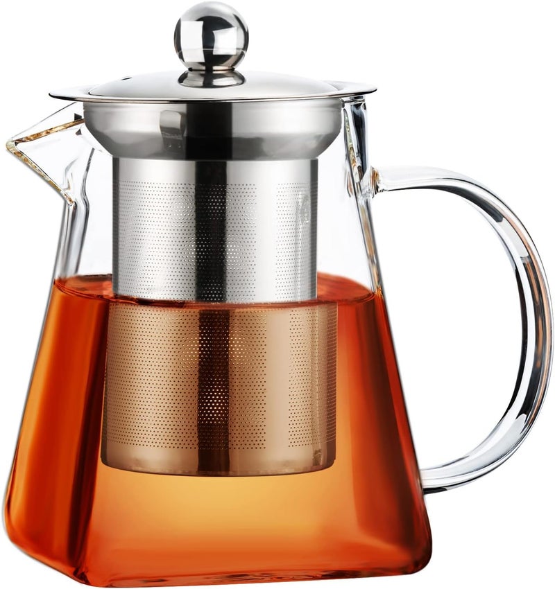 bellemax 750ML Glass Kettle Teapot with Removable Infuser & Lid & Handle, Glass Tea Kettle Stovetop Safe, Great for Loose Leaf Tea, Blooming Tea, Tea Bags & Fruit Infused (BX-10) - Image 1