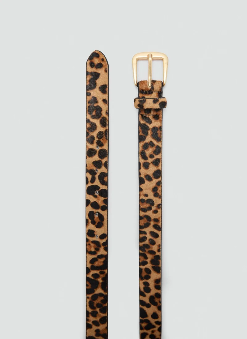 MANGO Leopard Leather Belt