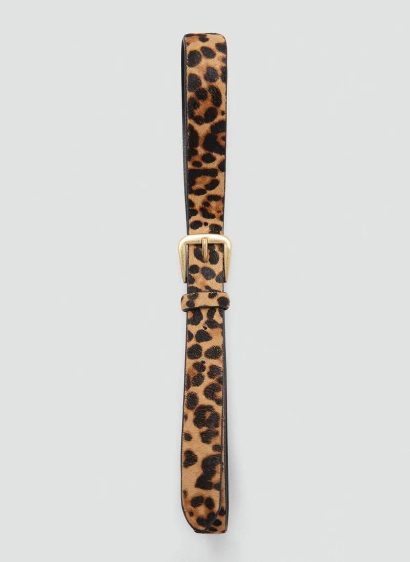 MANGO Leopard Leather Belt