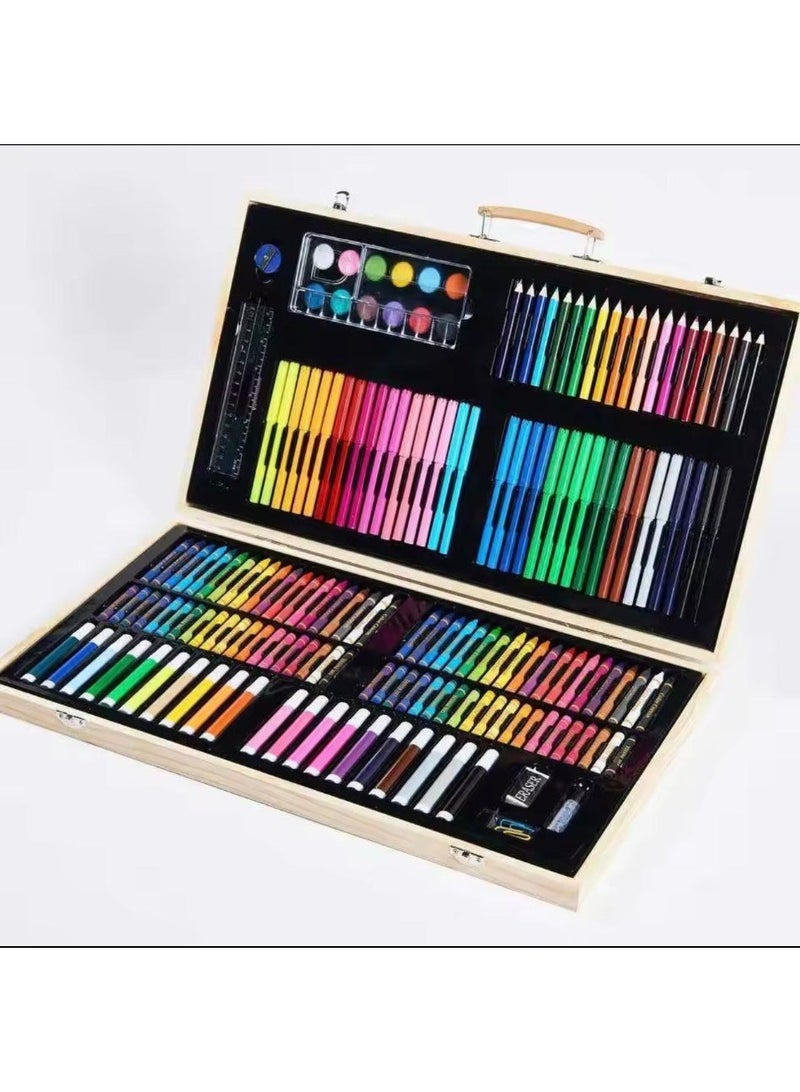 NYVIO 220 PCS Professional Art & Craft Set for Kids – All in One Drawing Kit with Colored Pencils, Sketch Pencils, Markers, Crayons, Oil Pastels, Watercolors in Wooden Storage Box – School Art Supplies Gift Set - Image 3