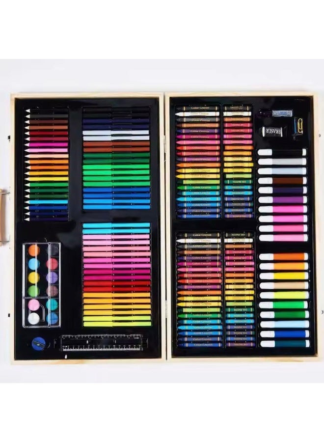 NYVIO 220 PCS Professional Art & Craft Set for Kids – All in One Drawing Kit with Colored Pencils, Sketch Pencils, Markers, Crayons, Oil Pastels, Watercolors in Wooden Storage Box – School Art Supplies Gift Set - Image 2