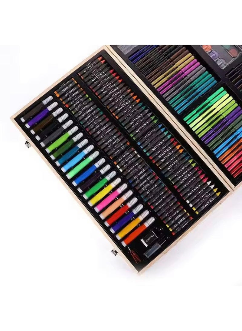 NYVIO 220 PCS Professional Art & Craft Set for Kids – All in One Drawing Kit with Colored Pencils, Sketch Pencils, Markers, Crayons, Oil Pastels, Watercolors in Wooden Storage Box – School Art Supplies Gift Set - Image 4