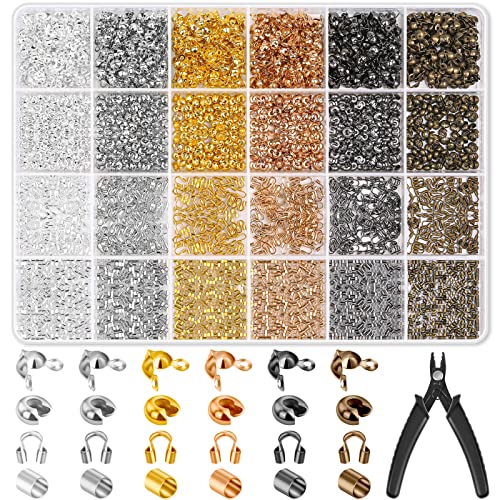 Acejoz 2220 Pieces Crimp Beads for Jewelry Making, Acejoz Knot Covers, Crimp Tubes and Wire Guardians with Crimping Pliers for DIY Jewelry Bracelets Necklaces Making - Image 1
