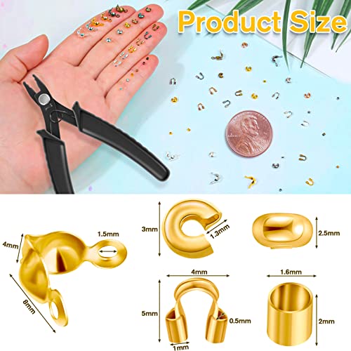 Acejoz 2220 Pieces Crimp Beads for Jewelry Making, Acejoz Knot Covers, Crimp Tubes and Wire Guardians with Crimping Pliers for DIY Jewelry Bracelets Necklaces Making - Image 3