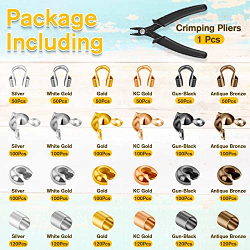 Acejoz 2220 Pieces Crimp Beads for Jewelry Making, Acejoz Knot Covers, Crimp Tubes and Wire Guardians with Crimping Pliers for DIY Jewelry Bracelets Necklaces Making - Image 2