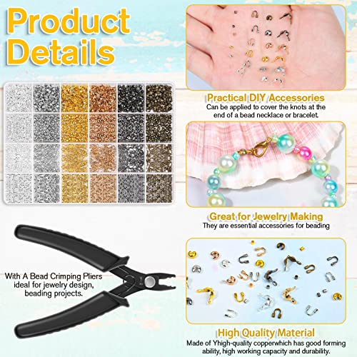 Acejoz 2220 Pieces Crimp Beads for Jewelry Making, Acejoz Knot Covers, Crimp Tubes and Wire Guardians with Crimping Pliers for DIY Jewelry Bracelets Necklaces Making - Image 4