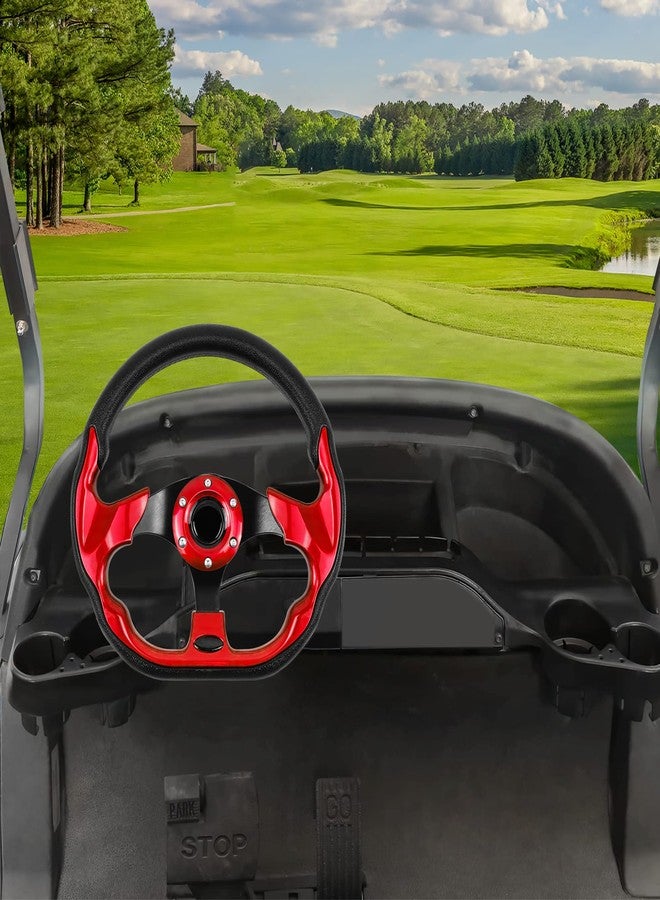 LOSCHEN Golf Cart Steering Wheel Universal Design for Club Car Ds and Precedent EZGO RXV & TXT, Yamaha Golf Cart Steering Wheel-Red - Image 4