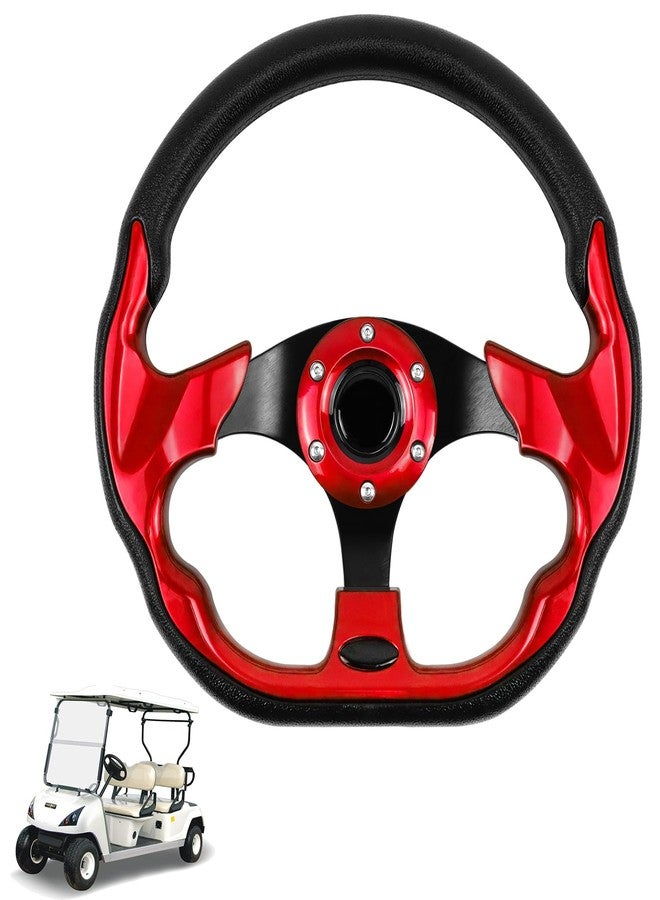 LOSCHEN Golf Cart Steering Wheel Universal Design for Club Car Ds and Precedent EZGO RXV & TXT, Yamaha Golf Cart Steering Wheel-Red - Image 1