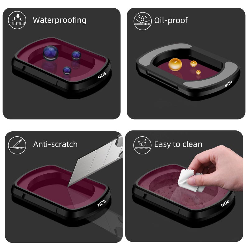 BRDRC Pocket 3 ND Filters Set, 6 Pack - CPL ND4 ND8 ND16 ND32 ND64 Lens Filter for DJI Osmo Pocket 3 Creator Combo Camera Accessories - Can be Stacked - Image 2