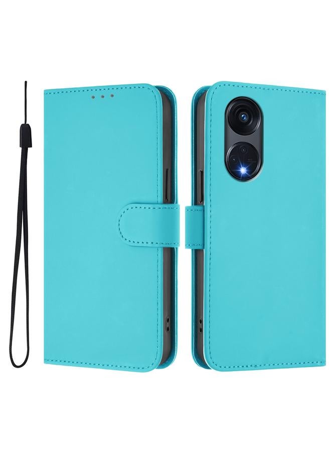 S-TOP Case For OPPO A1 Pro 5G Skin Feel Solid Color Leather Phone Case with Lanyard - Image 2