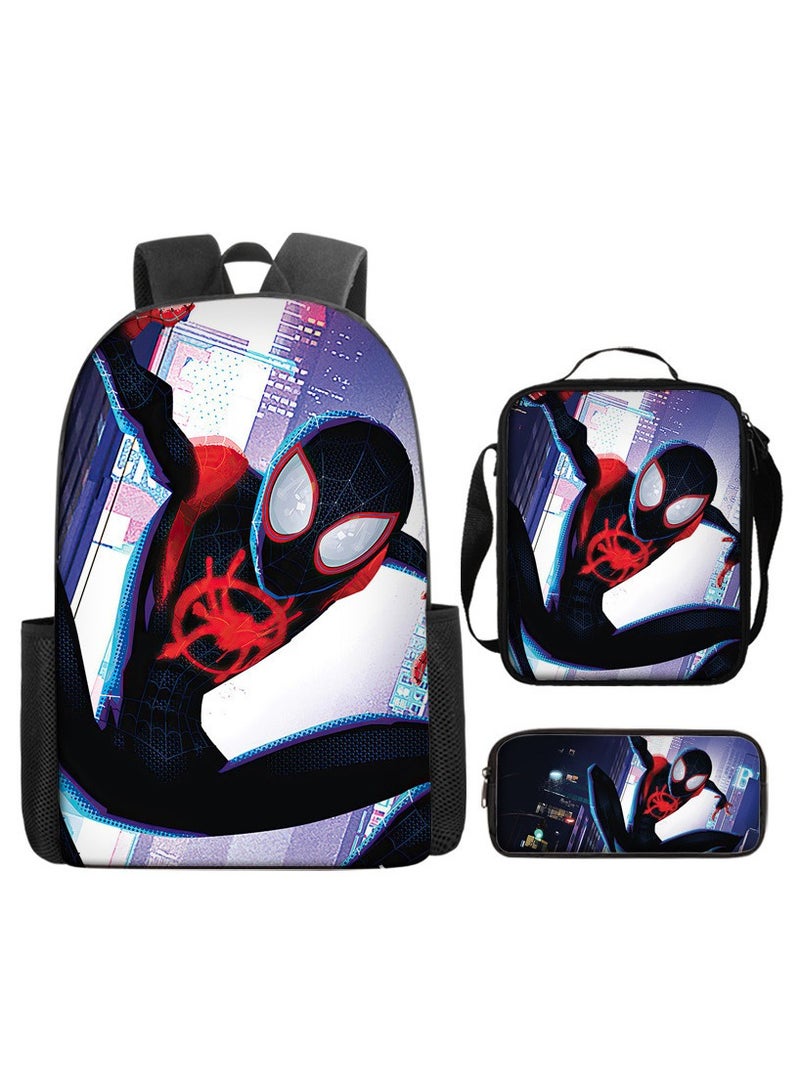 Naruto Spiderman Hero Cartoon Backpack Three-Piece Set 29*42*16cm
