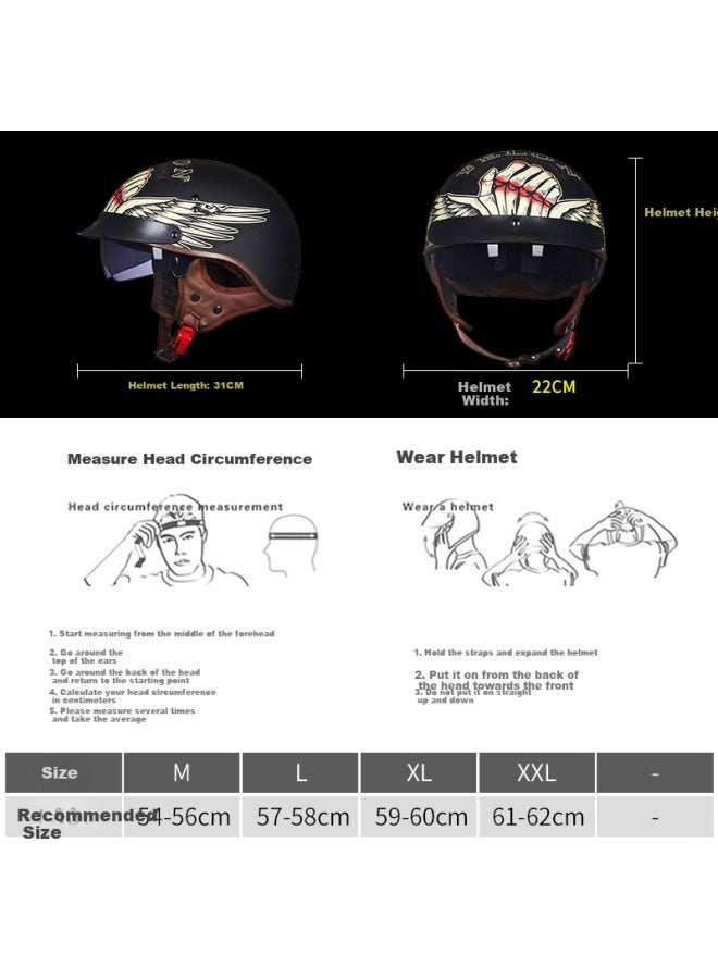 Torc Motorcycle Retro Half Helmet T5353c Certified All-season Universal Electric Scooter Helmet Safety Cap - Image 2