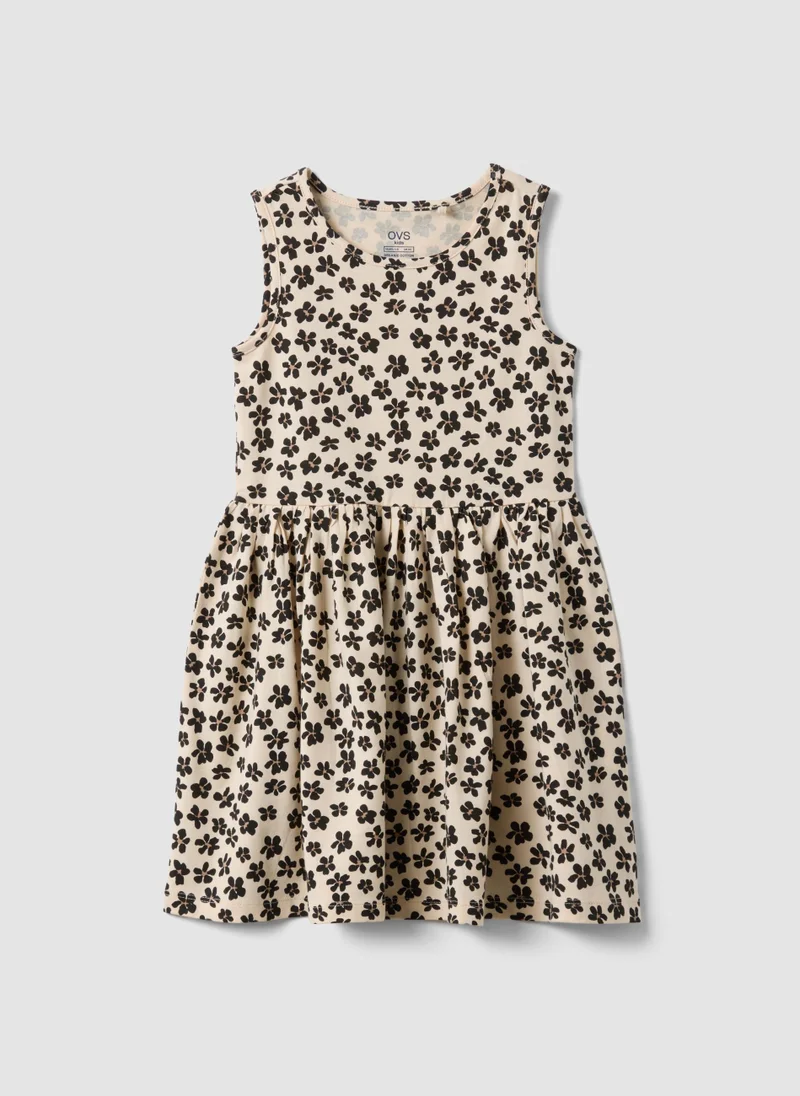 Ovs OVS Beige Pure Cotton Dress With Floral Print