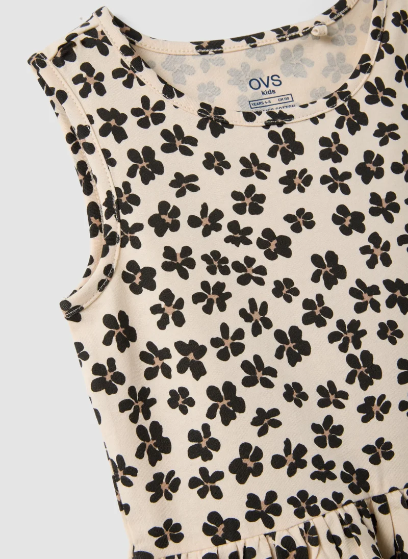 Ovs  OVS Beige Pure Cotton Dress With Floral Print for Women | Best Price UAE