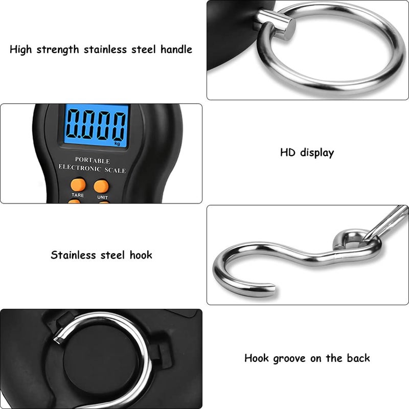 OneNine Portable Luggage Scale, 50kg Electronic Hanging Scale Digital Suitcase Travel Bag Hanging Weighing Scale, Digital Fishing Scale Fish Weighing Scale with LCD Display for Home Travel Outdoor - Image 5