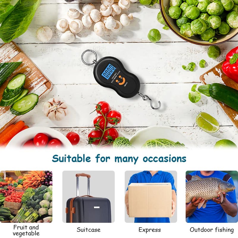 OneNine Portable Luggage Scale, 50kg Electronic Hanging Scale Digital Suitcase Travel Bag Hanging Weighing Scale, Digital Fishing Scale Fish Weighing Scale with LCD Display for Home Travel Outdoor - Image 2