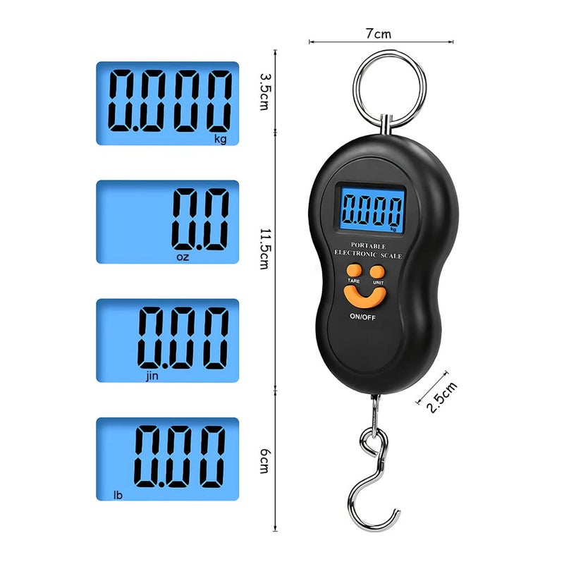 OneNine Portable Luggage Scale, 50kg Electronic Hanging Scale Digital Suitcase Travel Bag Hanging Weighing Scale, Digital Fishing Scale Fish Weighing Scale with LCD Display for Home Travel Outdoor - Image 3